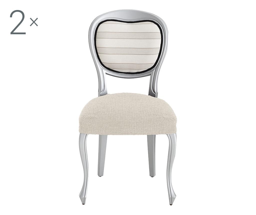 Set 2 huse elastice pentru scaun Dorian Ecru Backless – Eysa, Crem Eysa
